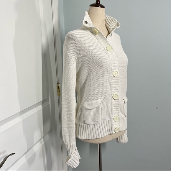Akris Punto White Cotton Jacket Cardigan size 10 - Picture 8 of 14